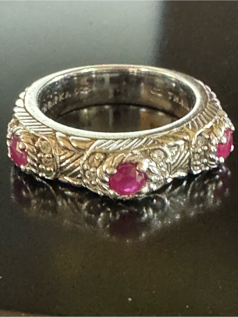 Judith Ripka Sterling Silver Ruby Ring - Size 5 - Thailand 925